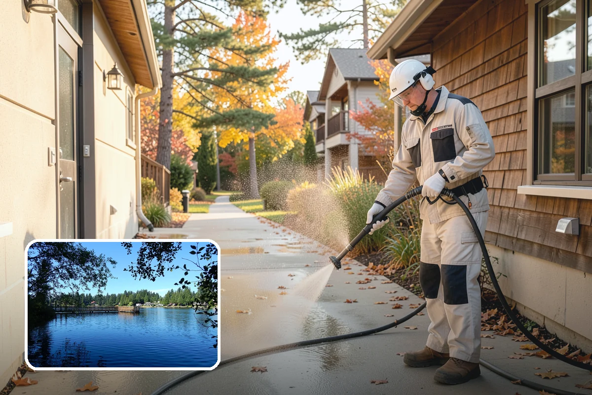Patio Cover Cleaning in Federal Way, King County, WA - Clears heavy needle and moss buildup from the cover top