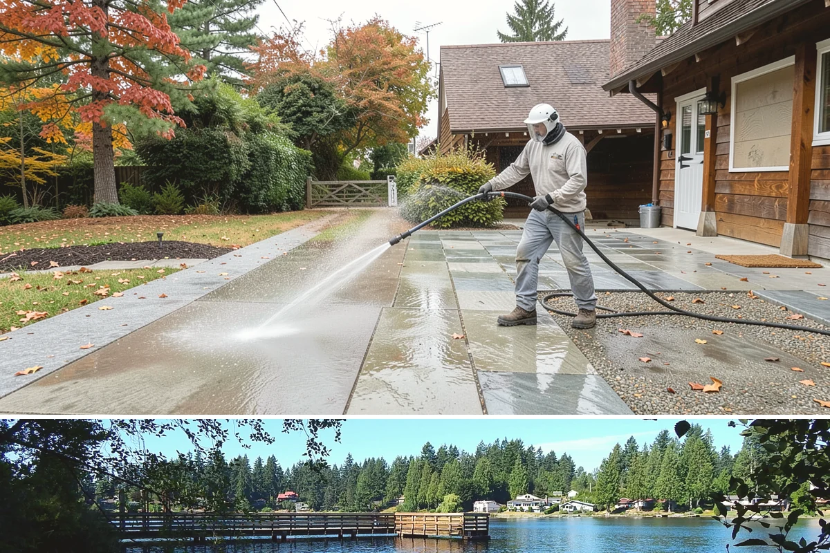 Patio Cover Cleaning in Federal Way, King County, WA - Late spring cleaning clears winter debris and readies the patio cover for the outdoor entertaining season.