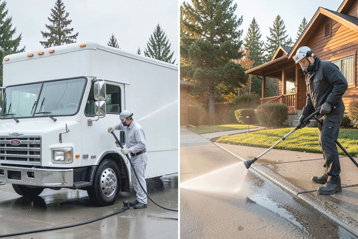 Patio Cover Cleaning in Gold Bar, Snohomish County, WA - Blow needles and leaves off the cover surface