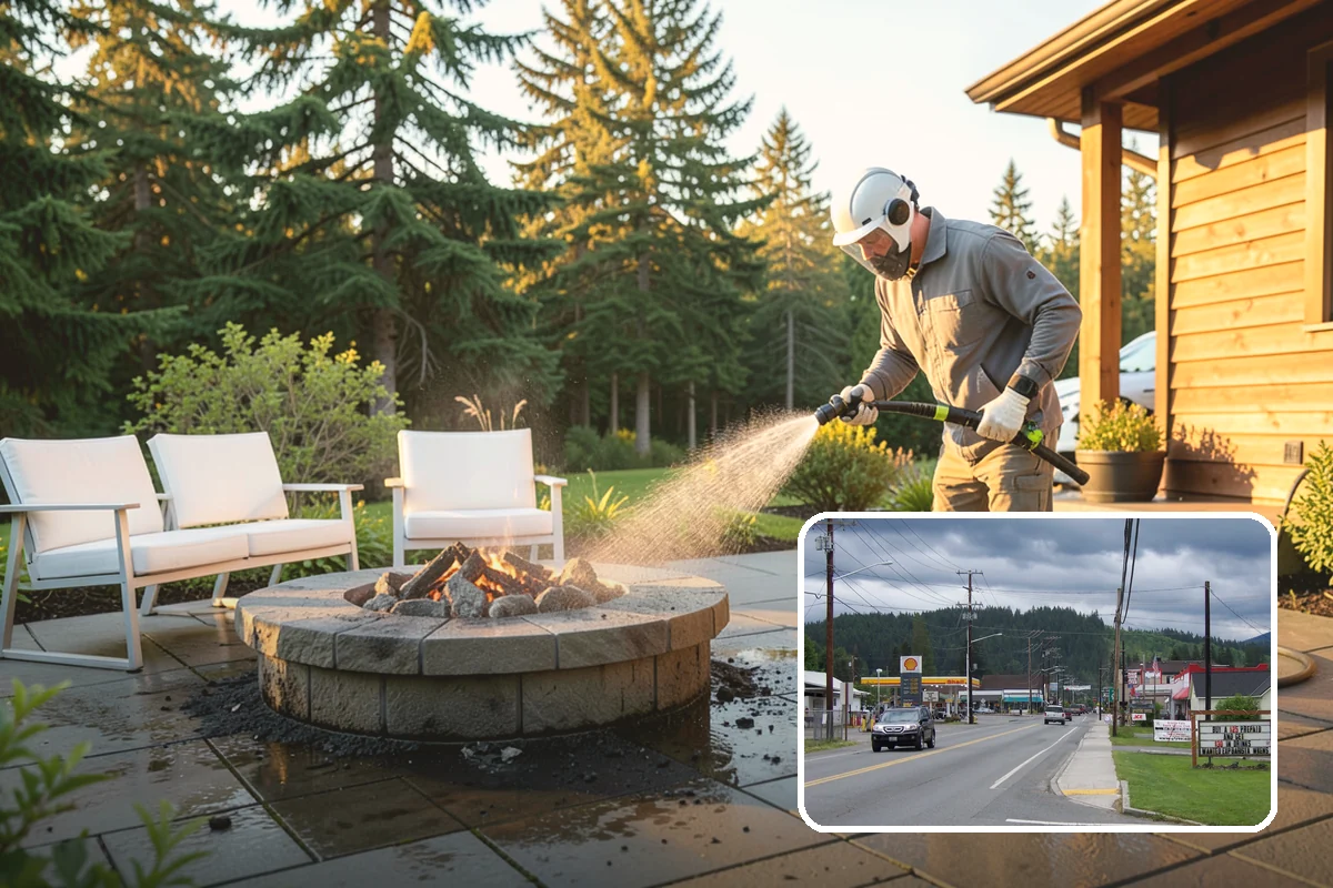 Patio Cover Cleaning in Granite Falls, Snohomish County, WA - Clears heavy needle and moss buildup from the cover top