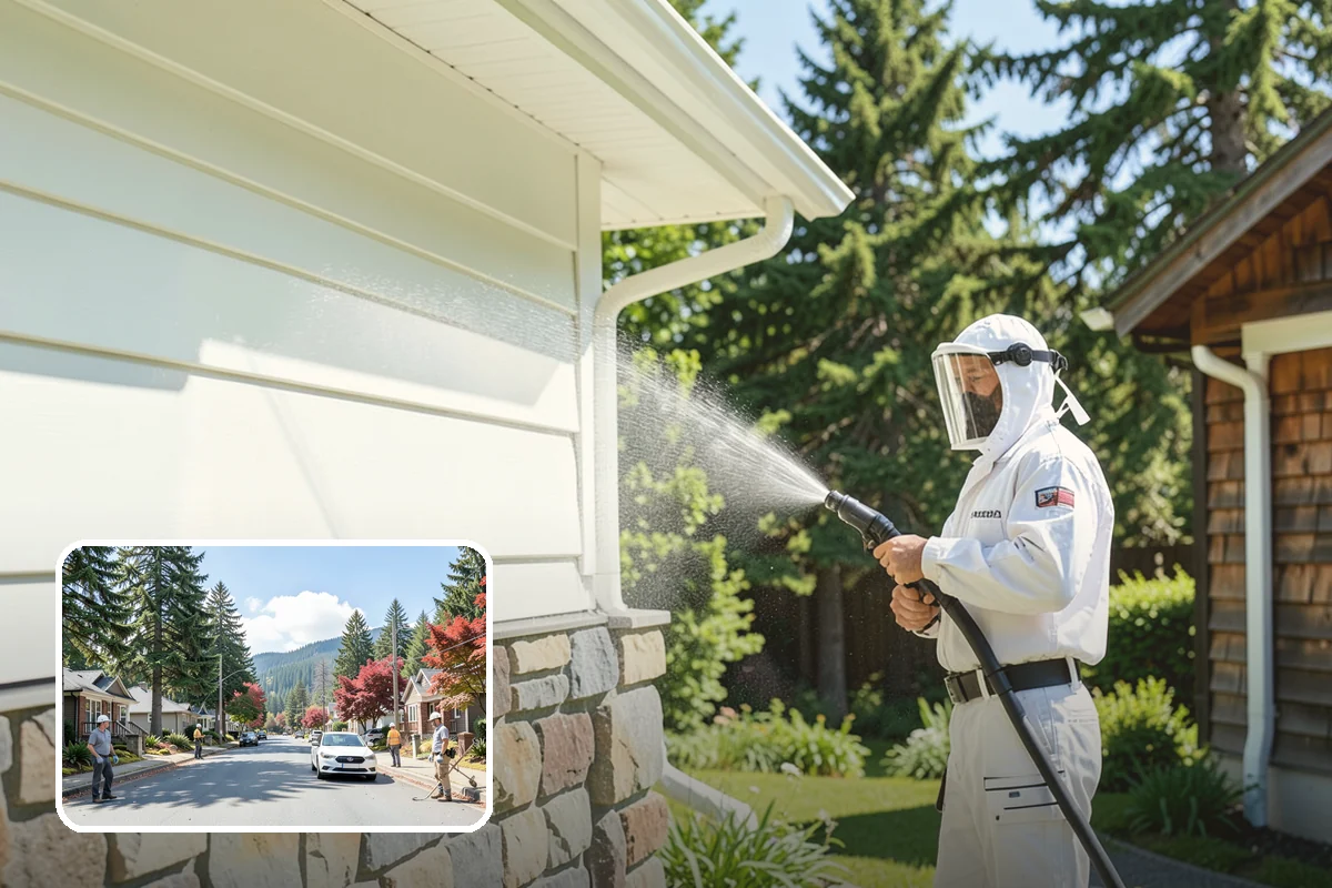 Patio Cover Cleaning in Hunts Point, King County, WA - Clears heavy needle and moss buildup from the cover top