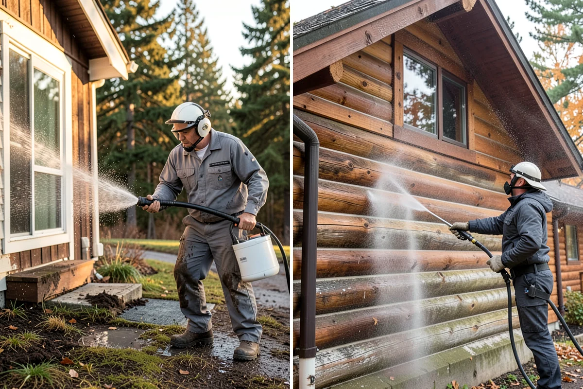 Patio Cover Cleaning in Hunts Point, King County, WA - Blow needles and leaves off the cover surface