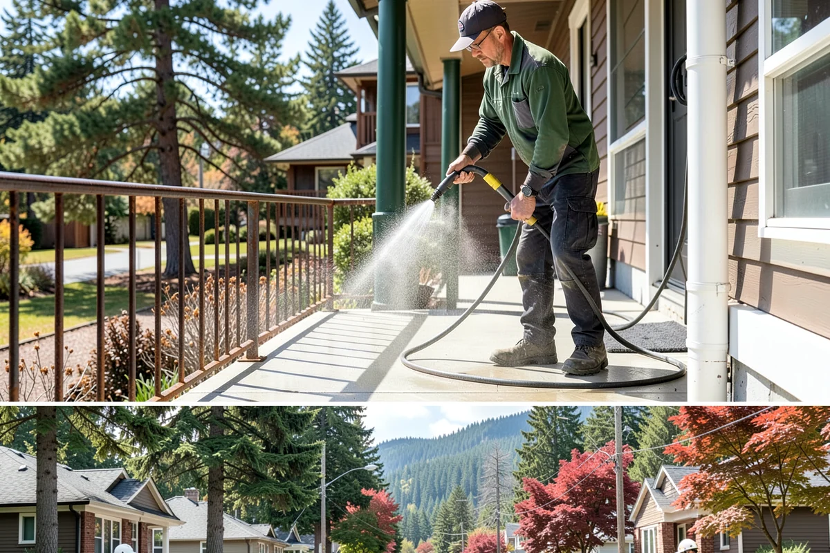 Patio Cover Cleaning in Hunts Point, King County, WA - Late spring cleaning clears winter debris and readies the patio cover for the outdoor entertaining season.