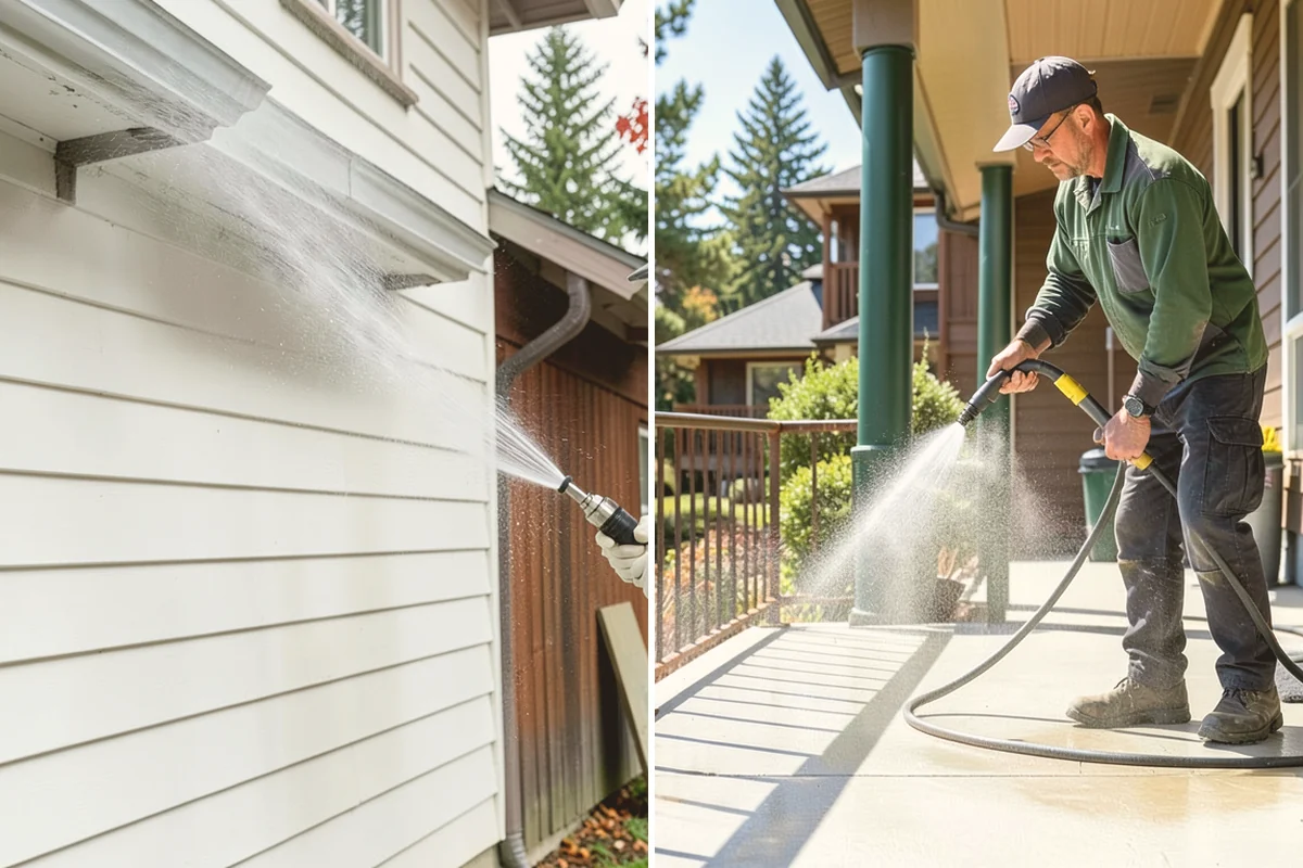 Patio Cover Cleaning in Index, Snohomish County, WA - Blow needles and leaves off the cover surface