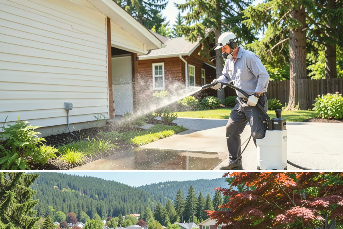 Patio Cover Cleaning in Index, Snohomish County, WA - Late spring cleaning clears winter debris and readies the patio cover for the outdoor entertaining season.