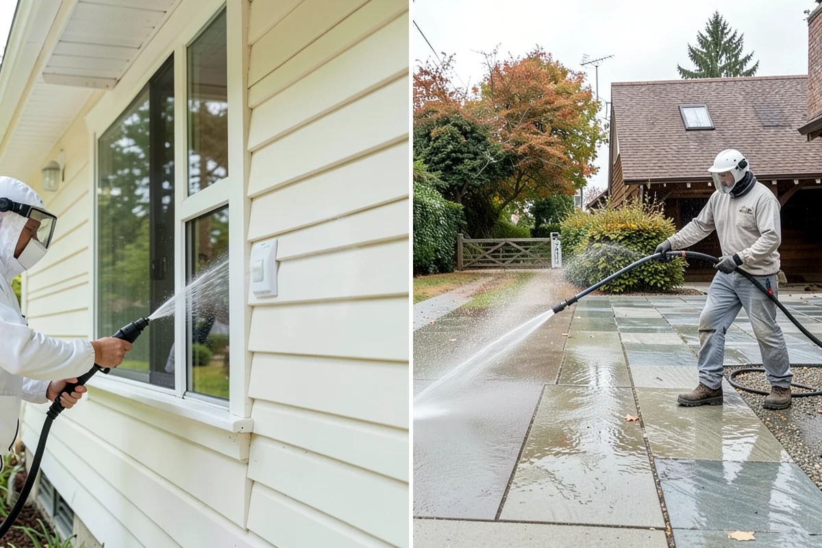 Patio Cover Cleaning in Kenmore, King County, WA - Blow needles and leaves off the cover surface