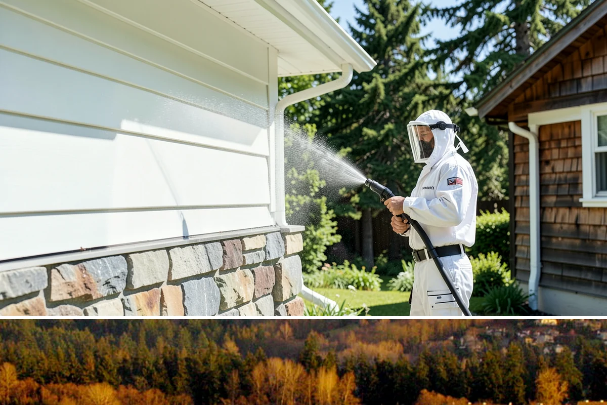 Patio Cover Cleaning in Kenmore, King County, WA - Late spring cleaning clears winter debris and readies the patio cover for the outdoor entertaining season.