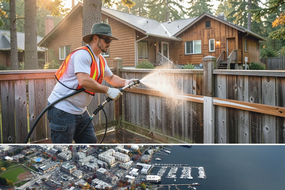 Patio Cover Cleaning in Kirkland, King County, WA - Late spring cleaning clears winter debris and readies the patio cover for the outdoor entertaining season.