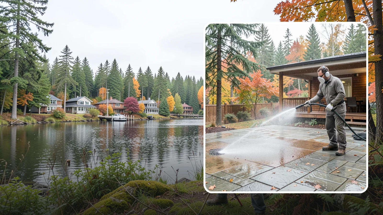 Patio Cover Cleaning in La Conner, Skagit County, WA - We wash patio covers top and bottom to remove needle debris, moss, and the drip stains that shade structures collect.
