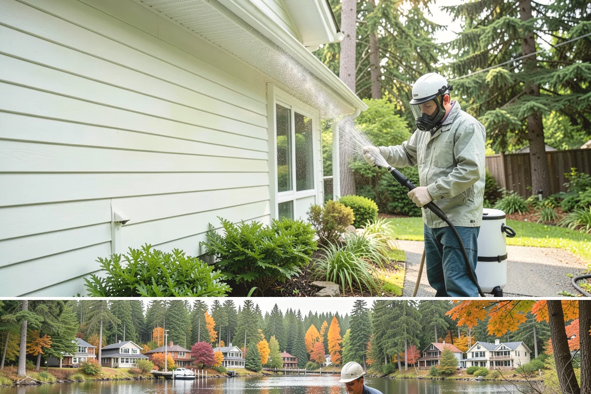 Patio Cover Cleaning in La Conner, Skagit County, WA - Late spring cleaning clears winter debris and readies the patio cover for the outdoor entertaining season.