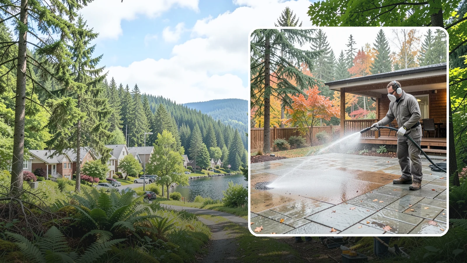 Patio Cover Cleaning in Lake Forest Park, King County, WA - We wash patio covers top and bottom to remove needle debris, moss, and the drip stains that shade structures collect.