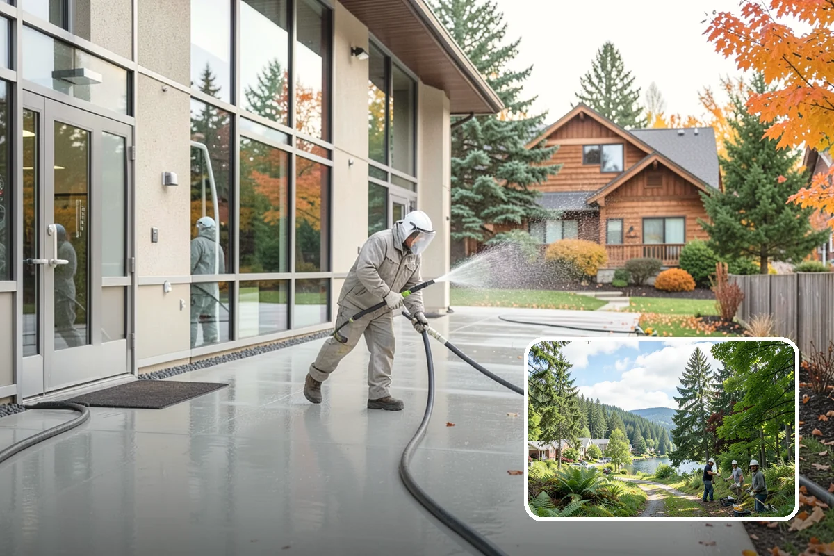 Patio Cover Cleaning in Lake Forest Park, King County, WA - Clears heavy needle and moss buildup from the cover top