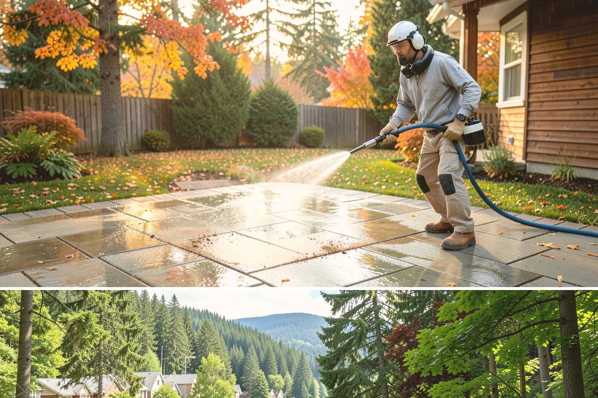 Patio Cover Cleaning in Lake Forest Park, King County, WA - Late spring cleaning clears winter debris and readies the patio cover for the outdoor entertaining season.