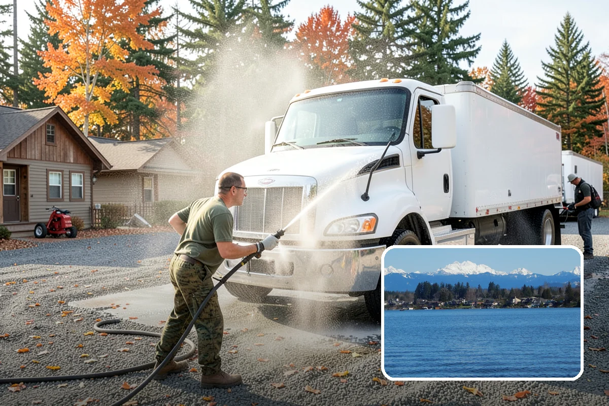 Patio Cover Cleaning in Lake Stevens, Snohomish County, WA - Clears heavy needle and moss buildup from the cover top