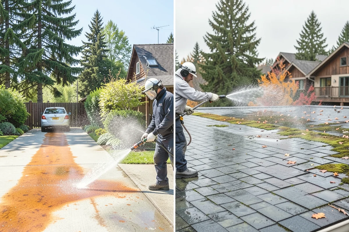 Patio Cover Cleaning in Lake Stevens, Snohomish County, WA - Blow needles and leaves off the cover surface