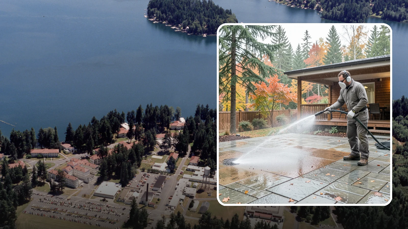 Patio Cover Cleaning in Lakewood, Pierce County, WA - We wash patio covers top and bottom to remove needle debris, moss, and the drip stains that shade structures collect.