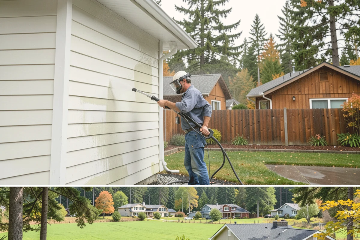 Patio Cover Cleaning in Lyman, Skagit County, WA - Late spring cleaning clears winter debris and readies the patio cover for the outdoor entertaining season.