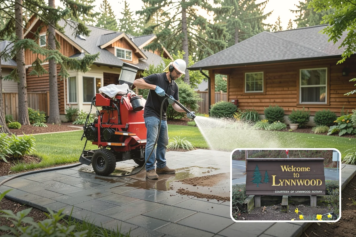 Patio Cover Cleaning in Lynnwood, Snohomish County, WA - Clears heavy needle and moss buildup from the cover top