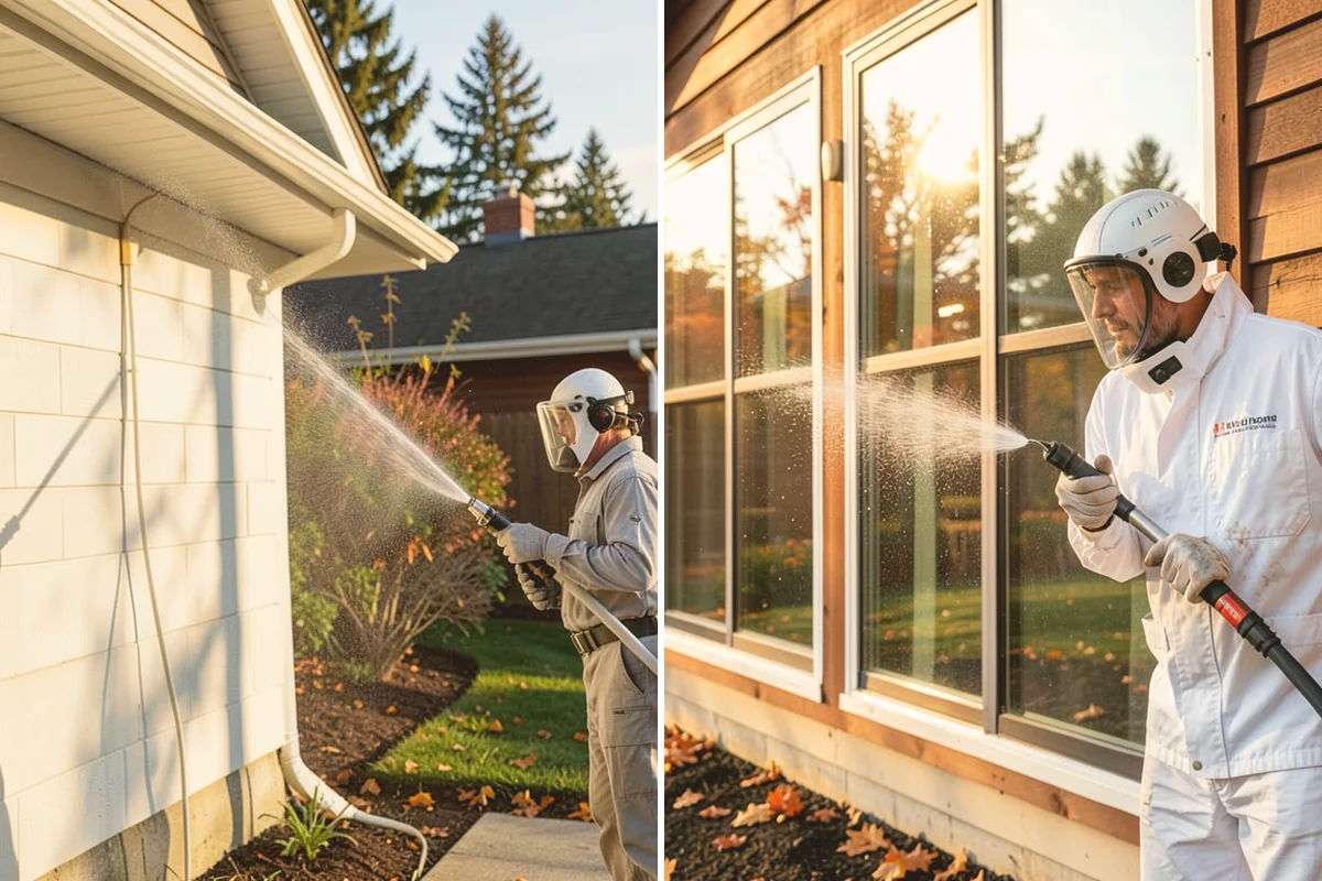 Patio Cover Cleaning in Lynnwood, Snohomish County, WA - Blow needles and leaves off the cover surface