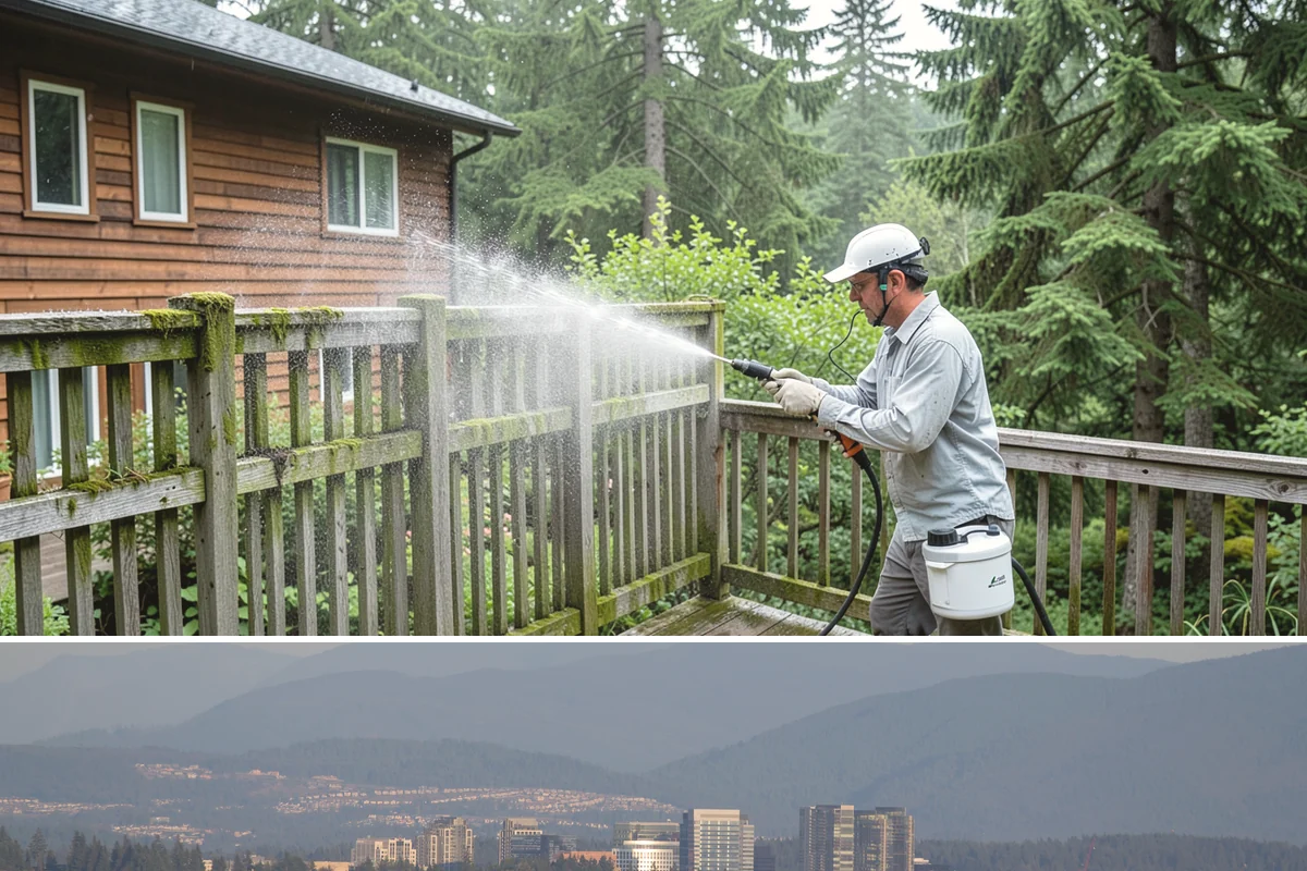 Patio Cover Cleaning in Medina, King County, WA - Late spring cleaning clears winter debris and readies the patio cover for the outdoor entertaining season.
