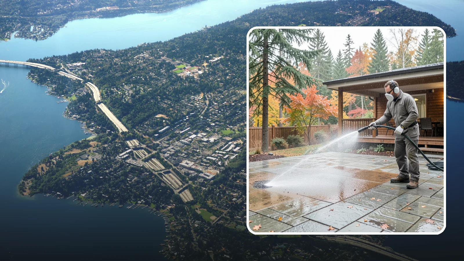 Patio Cover Cleaning in Mercer Island, King County, WA - We wash patio covers top and bottom to remove needle debris, moss, and the drip stains that shade structures collect.