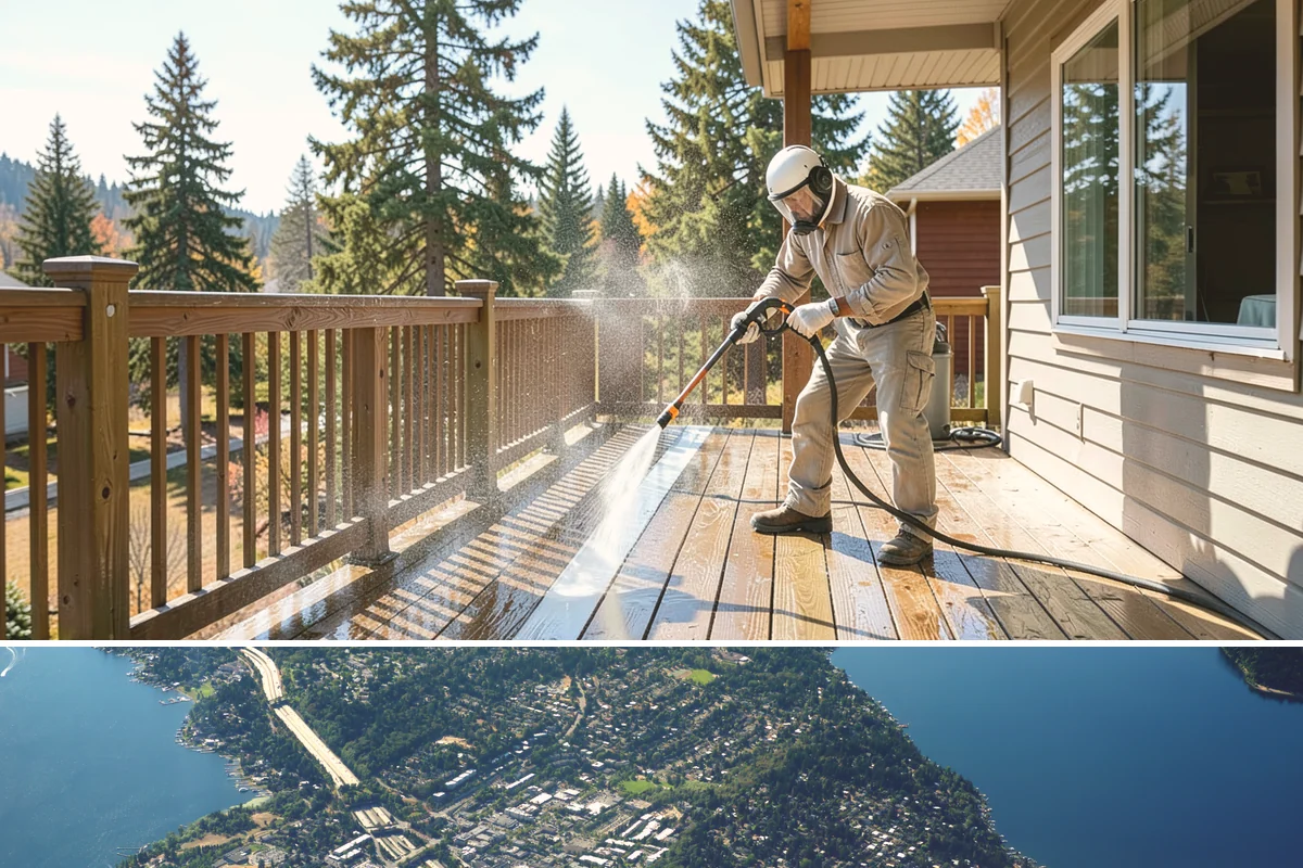Patio Cover Cleaning in Mercer Island, King County, WA - Late spring cleaning clears winter debris and readies the patio cover for the outdoor entertaining season.