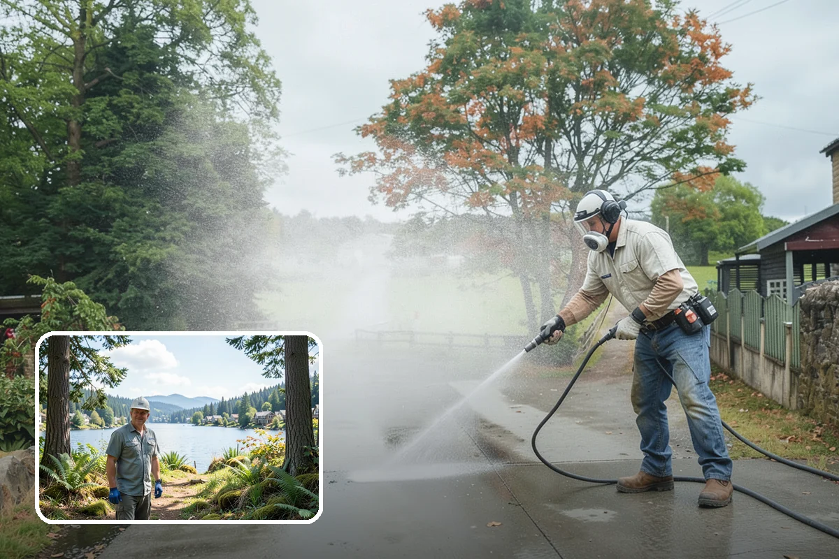 Patio Cover Cleaning in Milton, King County, WA - Clears heavy needle and moss buildup from the cover top