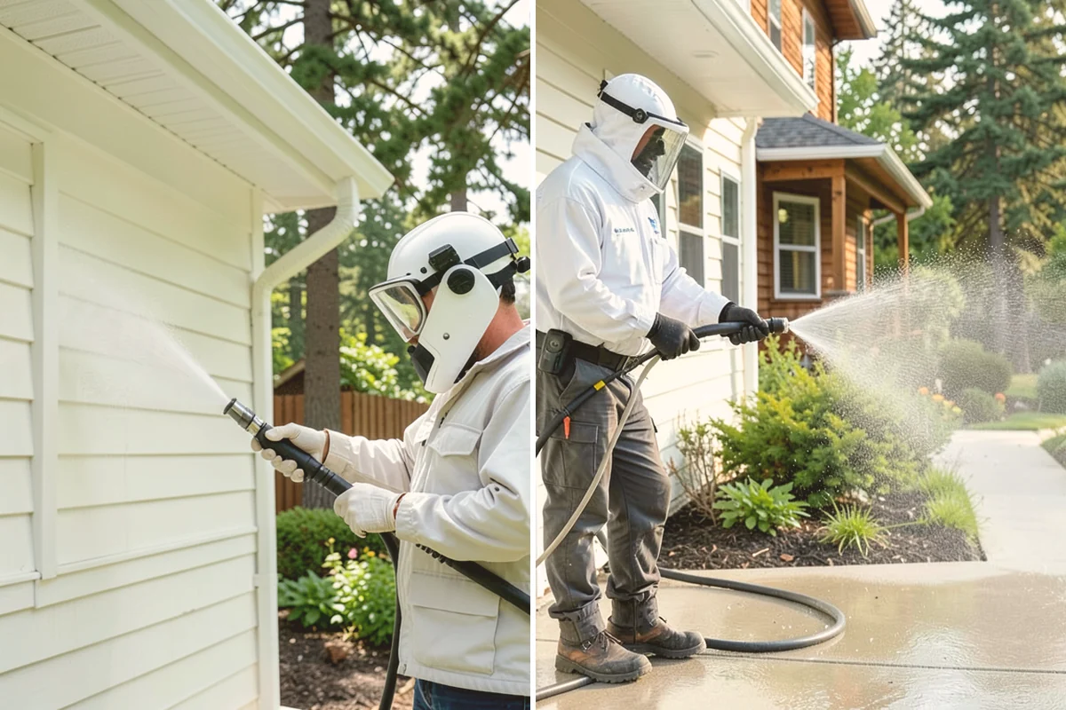 Patio Cover Cleaning in Milton, King County, WA - Blow needles and leaves off the cover surface