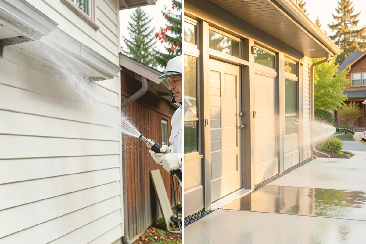 Patio Cover Cleaning in Mount Vernon, Skagit County, WA - Blow needles and leaves off the cover surface