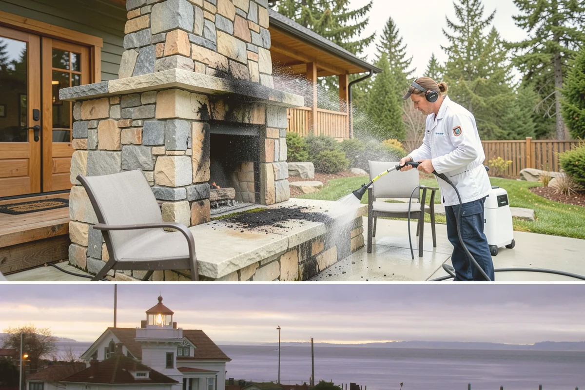 Patio Cover Cleaning in Mukilteo, Snohomish County, WA - Late spring cleaning clears winter debris and readies the patio cover for the outdoor entertaining season.