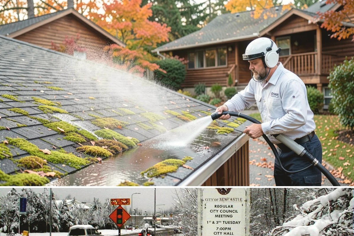 Patio Cover Cleaning in Newcastle, King County, WA - Late spring cleaning clears winter debris and readies the patio cover for the outdoor entertaining season.