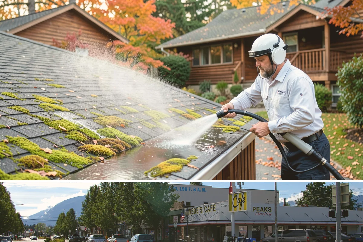 Patio Cover Cleaning in North Bend, King County, WA - Late spring cleaning clears winter debris and readies the patio cover for the outdoor entertaining season.