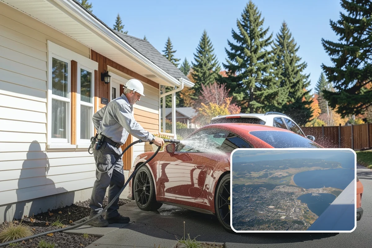 Patio Cover Cleaning in Oak Harbor, Island County, WA - Clears heavy needle and moss buildup from the cover top