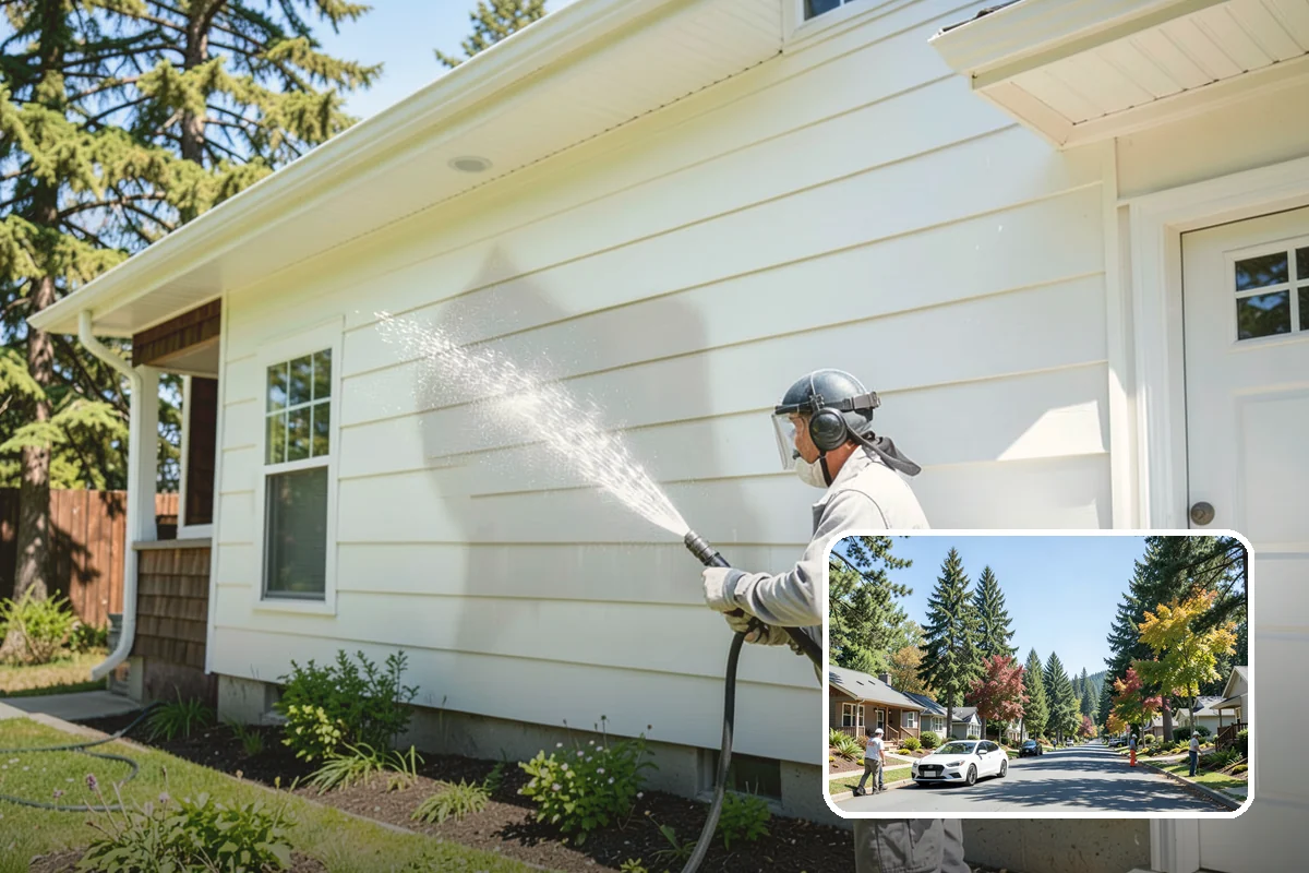 Patio Cover Cleaning in Orting, Pierce County, WA - Clears heavy needle and moss buildup from the cover top
