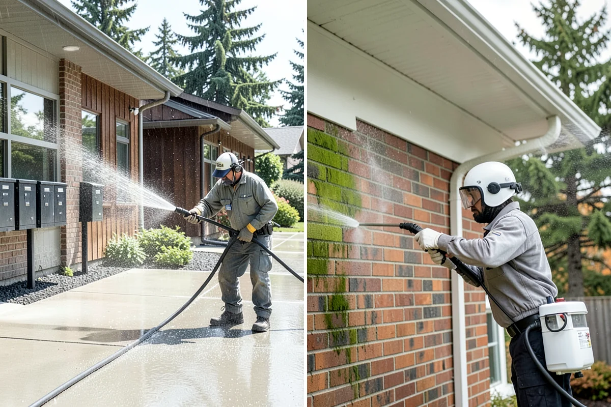 Patio Cover Cleaning in Pacific, King County, WA - Blow needles and leaves off the cover surface