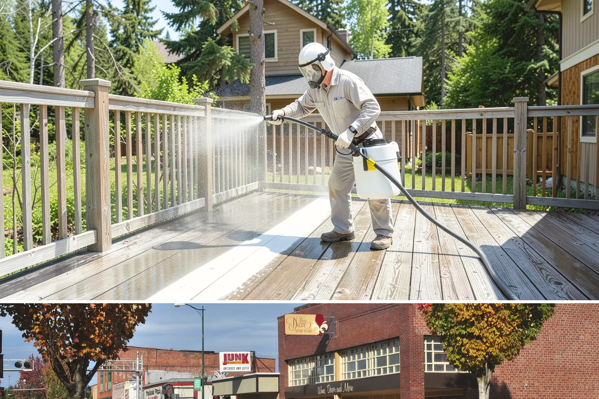 Patio Cover Cleaning in Puyallup, Pierce County, WA - Late spring cleaning clears winter debris and readies the patio cover for the outdoor entertaining season.