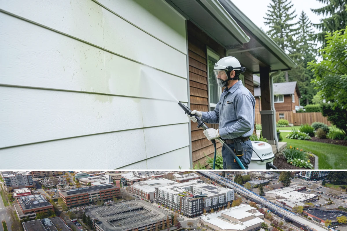 Patio Cover Cleaning in Redmond, King County, WA - Late spring cleaning clears winter debris and readies the patio cover for the outdoor entertaining season.