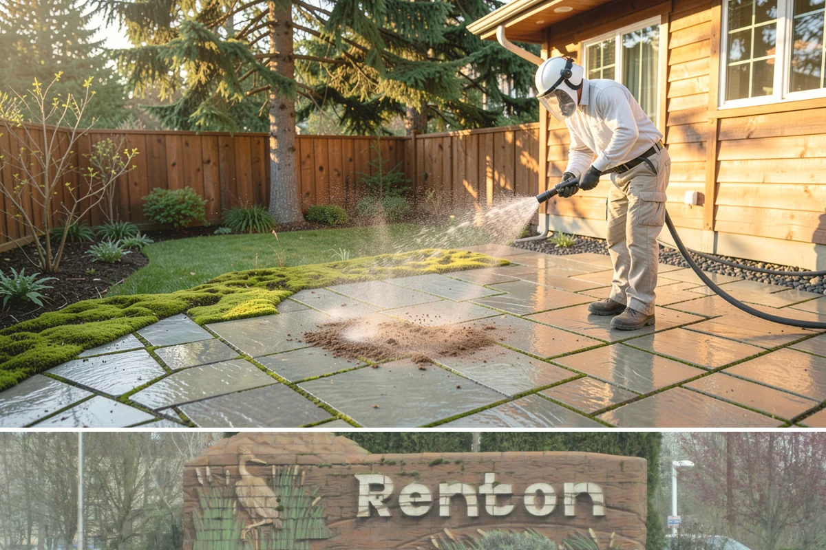Patio Cover Cleaning in Renton, King County, WA - Late spring cleaning clears winter debris and readies the patio cover for the outdoor entertaining season.