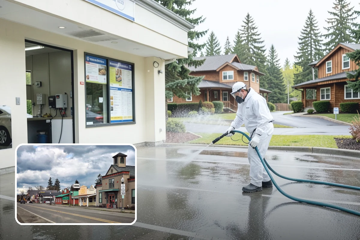 Patio Cover Cleaning in Roy, Pierce County, WA - Clears heavy needle and moss buildup from the cover top