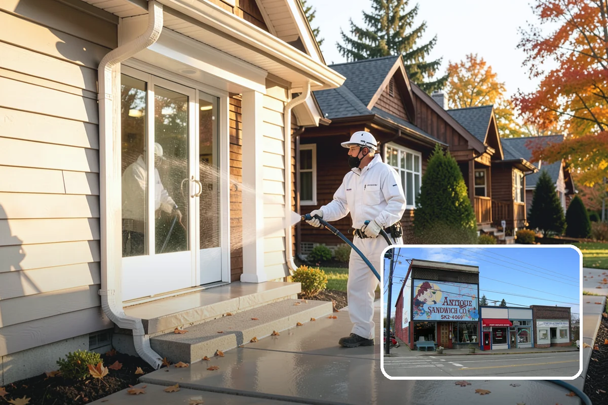 Patio Cover Cleaning in Ruston, Pierce County, WA - Clears heavy needle and moss buildup from the cover top