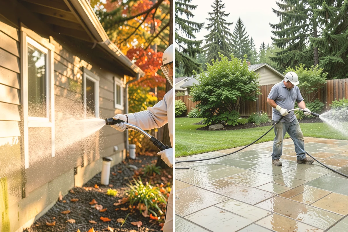 Patio Cover Cleaning in Sammamish, King County, WA - Blow needles and leaves off the cover surface