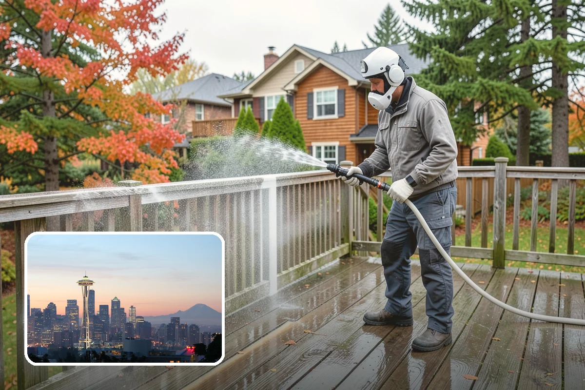 Patio Cover Cleaning in Seattle, King County, WA - Clears heavy needle and moss buildup from the cover top