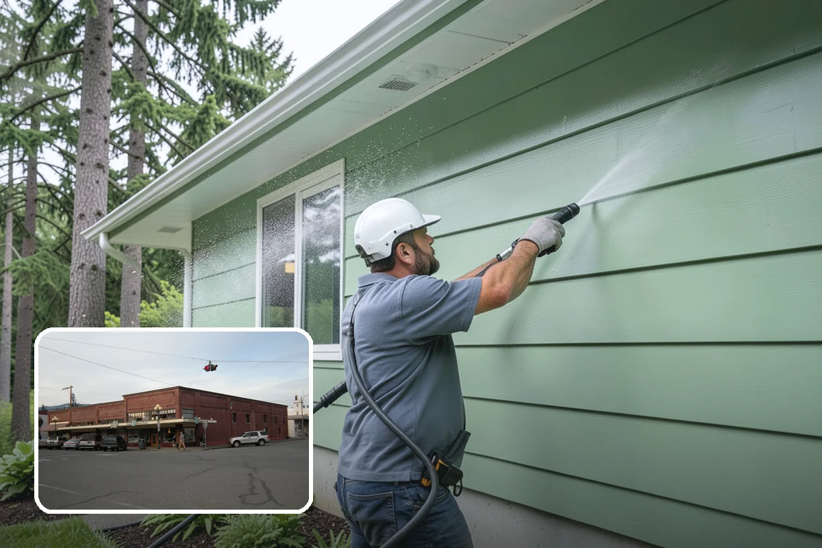 Patio Cover Cleaning in Sedro-Woolley, Skagit County, WA - Clears heavy needle and moss buildup from the cover top