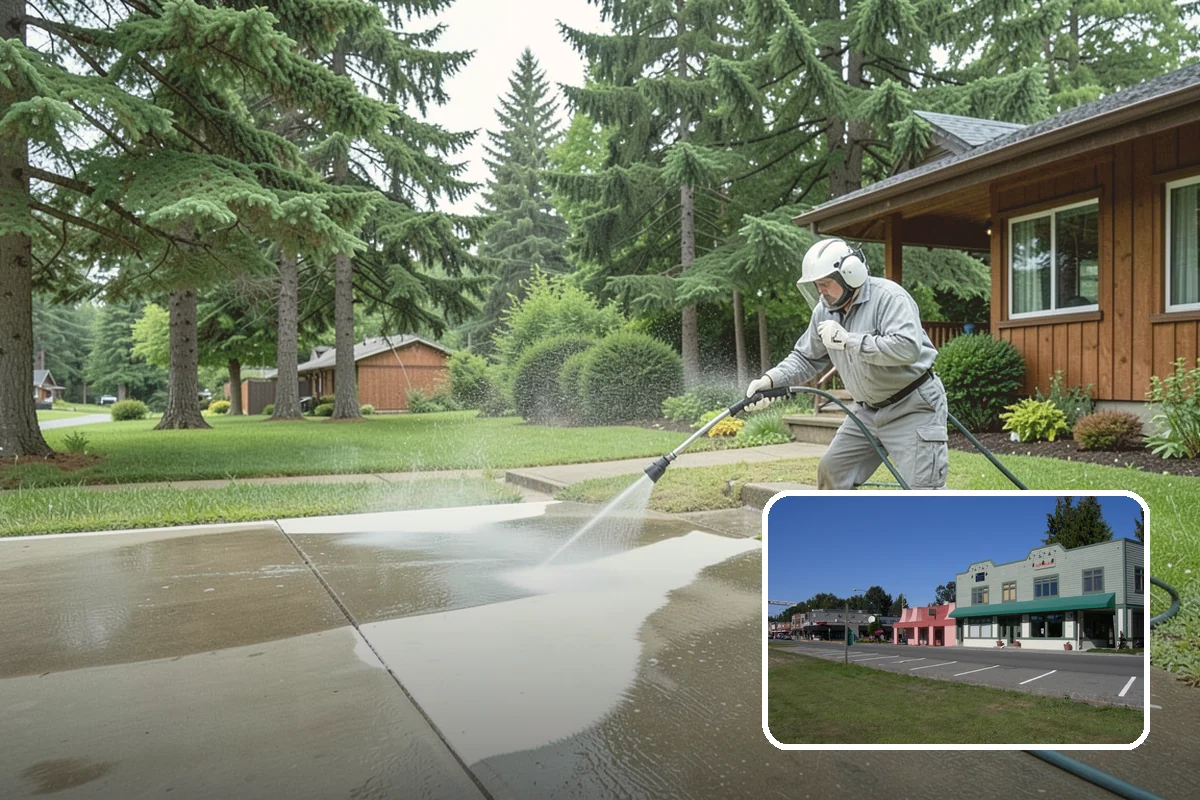 Patio Cover Cleaning in Snoqualmie, King County, WA - Clears heavy needle and moss buildup from the cover top