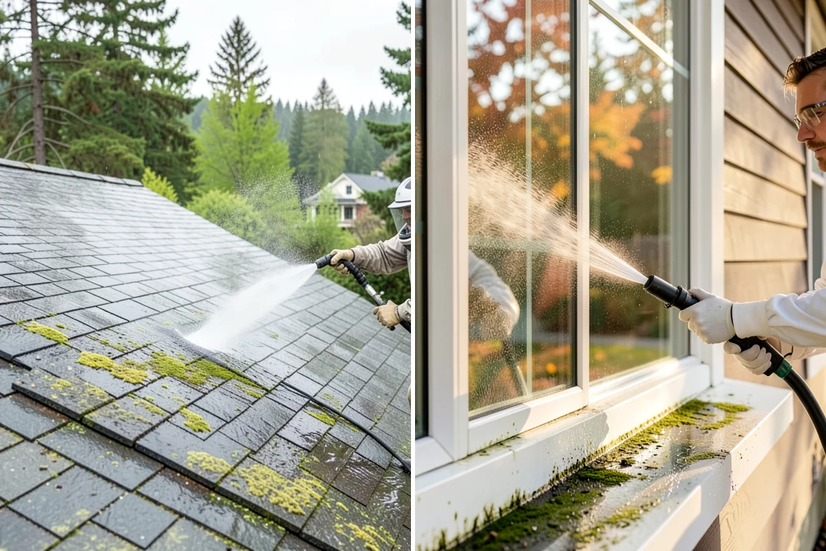 Patio Cover Cleaning in Snoqualmie, King County, WA - Blow needles and leaves off the cover surface