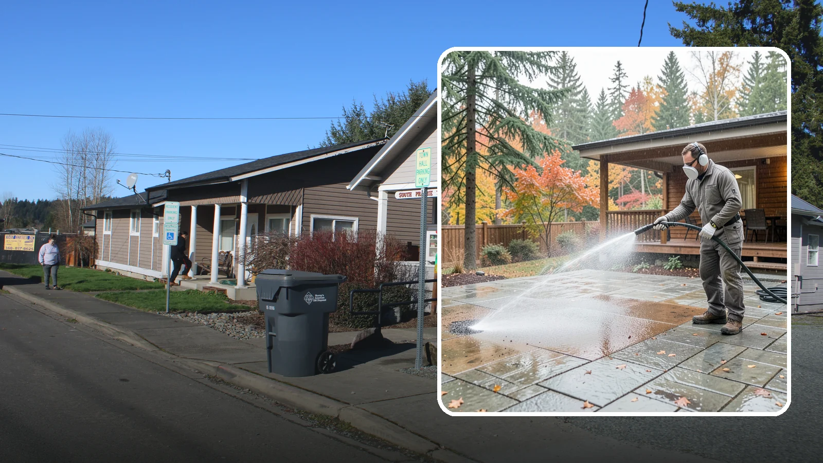 Patio Cover Cleaning in South Prairie, Pierce County, WA - We wash patio covers top and bottom to remove needle debris, moss, and the drip stains that shade structures collect.