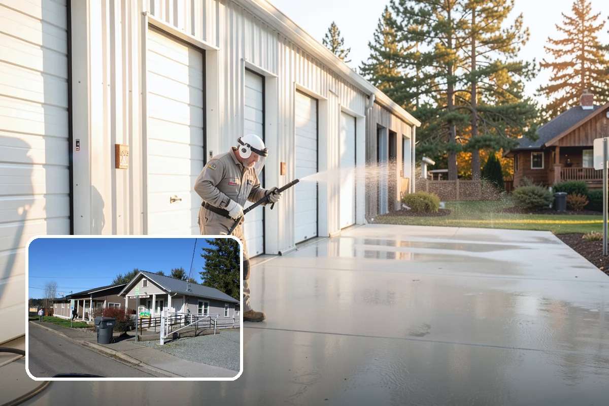 Patio Cover Cleaning in South Prairie, Pierce County, WA - Clears heavy needle and moss buildup from the cover top