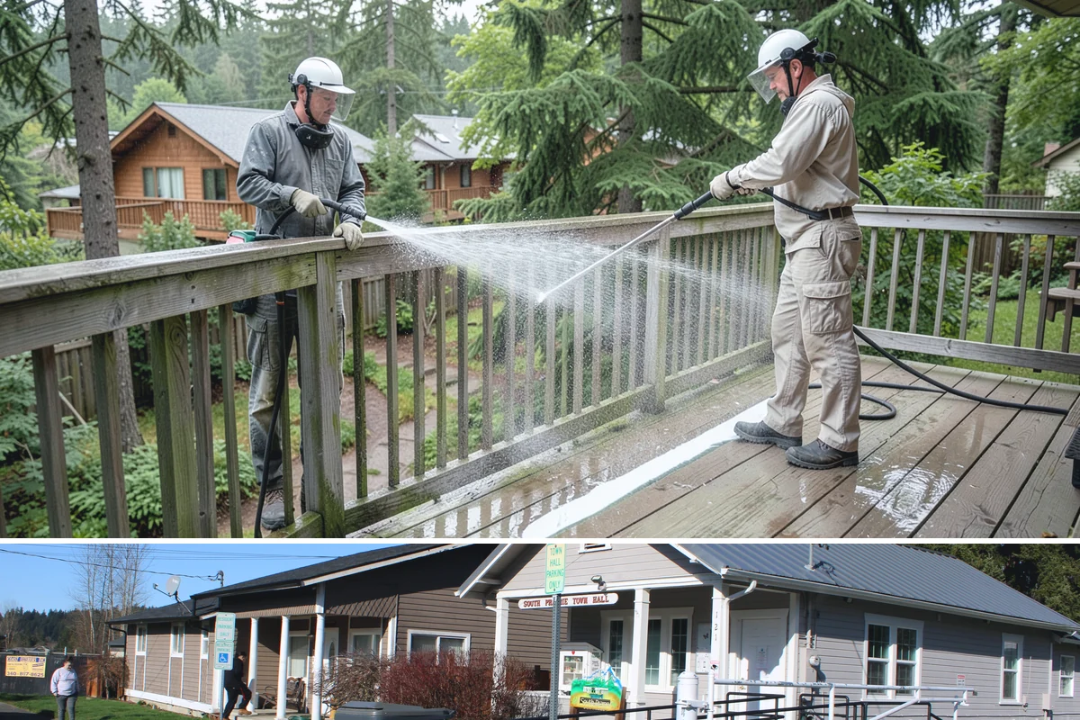 Patio Cover Cleaning in South Prairie, Pierce County, WA - Late spring cleaning clears winter debris and readies the patio cover for the outdoor entertaining season.