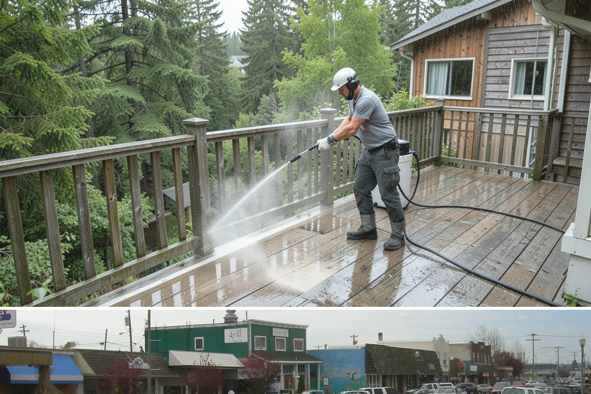 Patio Cover Cleaning in Stanwood, Snohomish County, WA - Late spring cleaning clears winter debris and readies the patio cover for the outdoor entertaining season.