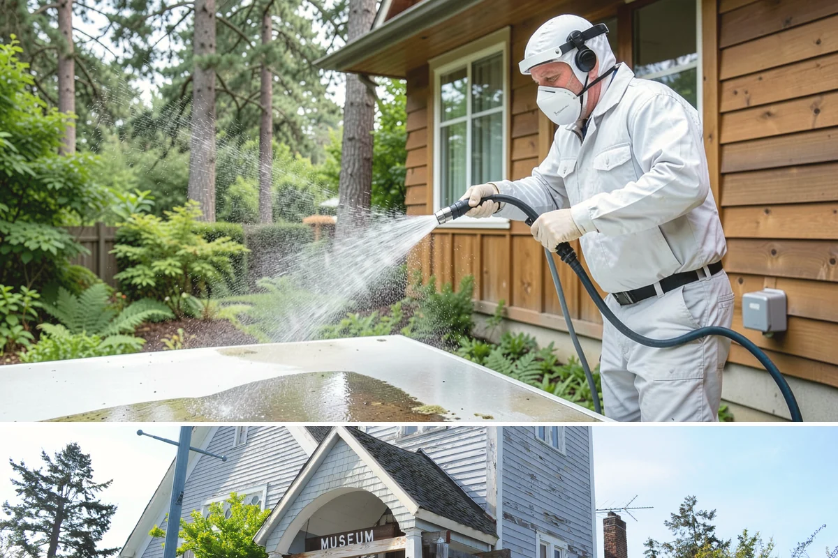 Patio Cover Cleaning in Steilacoom, Pierce County, WA - Late spring cleaning clears winter debris and readies the patio cover for the outdoor entertaining season.